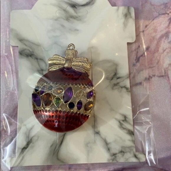 JONES New York Gold-tone Christmas Ornament Colorful Jeweled Pin Brooch - Picture 4 of 7